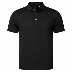 Camiseta de Polo de Golf Negra para Hombre, Manga Corta, Ropa Deportiva de Alto Rendimiento, Secado Rápido, Transpirable, Elástica, Informal, para Exteriores, Disponible en Stock - Product Image 1