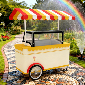 Carrito de Comida Móvil Remolcable para Helados y Gelato, Congelador con Vitrina, Construcción Metálica Resistente a la Corrosión, 2 Estantes, Fácil Montaje, Comida Rápida - Product Image 1