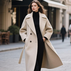 Automne hiver femmes lumière luxe haute qualité laine veste grande taille moyenne longue Trench manteau avec bouton décoration Offre Spéciale - Product Image 3