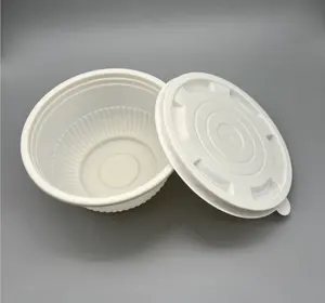 可堆肥生物24盎司食品容器可生物降解餐具套装环保CPLA塑料碗，带盖，非常适合烧烤