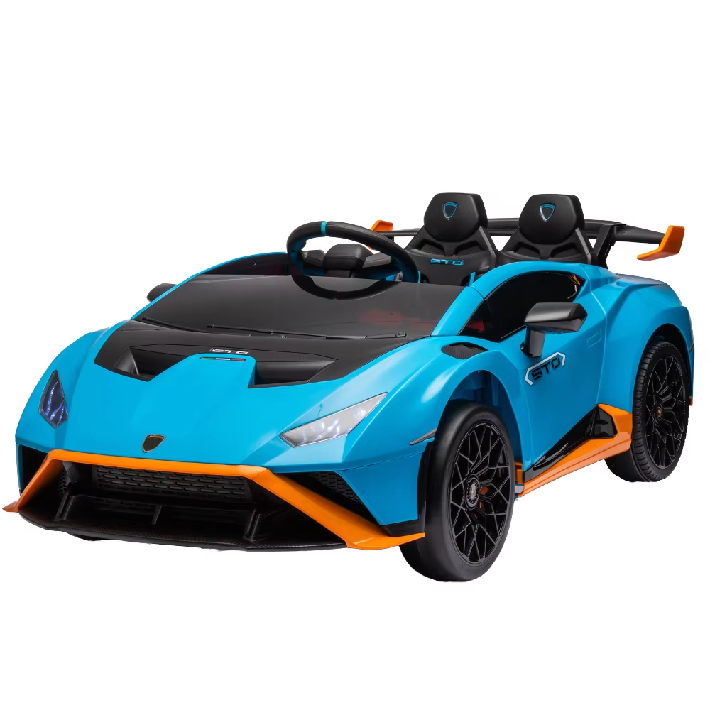 Huracan Sto 24V Electric Four-Wheel Ride-On Drift Car Speeds 1.86-5.59 MPH LED Lights Dynamic Music Early Learning Alloy
