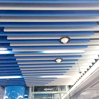 Système de plafond à lamelles en aluminium courbées, résistant à la corrosion, panneaux de plafond métalliques pour la décoration des aéroports, des centres commerciaux, des halls d'hôtels