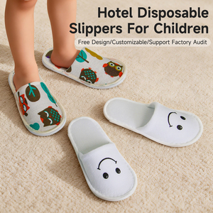 Pantoufles d'hôtel jetables pour enfants en gros d'usine, en tissu doux, semelle antidérapante en EVA, <span class=keywords><strong>pas</strong></span> chères, pour spa - Product Image 3
