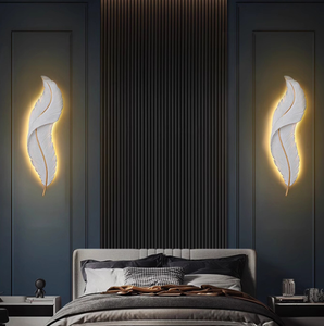 Lámpara de Pared LED de Pluma Creativa Nórdica para Sala de Estar, Dormitorio, Luces Decorativas para <span class=keywords><strong>Cama</strong></span>, Cuerpo de Resina, Instalación Empotrada - Product Image 2