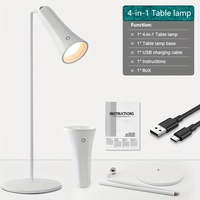 Lampe de bureau magnétique 4 en 1 Rechargeable sans fil LED Flexible Portable USB Port Touch Study Office Bedroom Bedside Modern