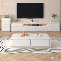 Meuble TV moderne en bois massif avec table basse intégrée pour petit appartement, salon, compatible avec les téléviseurs de 65 pouces et plus, fabriqué en Chine, prêt à l'emploi