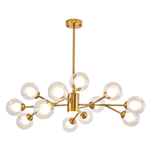 Hiện Đại Bắc Âu treo bóng đèn đầu vàng đèn thủy tinh đèn chùm ánh sáng mặt dây chuyền cho nhà - Product Image 1