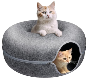 2023新设计实心图案纤维猫隧道床可洗室内宠物用品猫配件 - Product Image 1