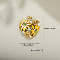 Liontin Hati Berlapis Emas 18K dengan Zirkon Kuningan CZ, Enamel, dan Mutiara, Aksesoris Pembuatan Perhiasan untuk Kalung dan Gelang DIY