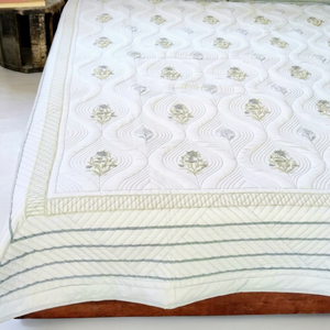 Wholesale Eco-Friendly Knitted Hand Block Printed 100% Cotton <b>Quilted</b> Bedspreads Bedcover - Product Image 1