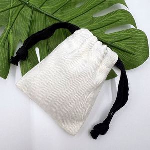 Wholesale Eco-Friendly Recyclable Cotton <b>Drawstring</b> Bag Screen-Printed Herringbone Cotton <b>Drawstring</b> <b>Pouch</b> - Product Image 5