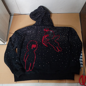 2026 LY New Factory Custom Oversized Rhinestone Men's Zip up <strong>Hoodie</strong> 2025 New Fashion Heavyweight Cropped Hoodies Wholesale Bulk - Product Image 3