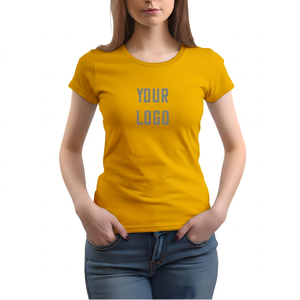เสื้อยืดคอกลมทรงเข้ารูปสำหรับผู้หญิง แขนสั้น สีพื้น ผ้าฝ้ายเจอร์ซีย์ ระบายอากาศได้ดี สวมใส่สบาย พิมพ์ลายโลโก้ เหมาะกับทุกฤดูกาล - Product Image 3