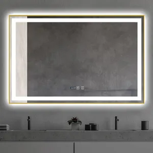 Layar Hotel sensor sentuh pintar, pencahayaan cermin kamar mandi rias pasang dinding lampu LED cermin kamar mandi
