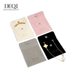 カスタムロゴサイズマイクロファイバージュエリーバッグ両面フリーススナップボタンクロスフラップフランネルバッグジュエリー封筒包装ポーチ - Product Image 5