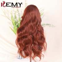 KEMY HAIR Perruques Lace Front Auburn Cuivre Roux Châtain Ondulées Synthétiques de Haute Qualité sans Colle pour Femmes Noires