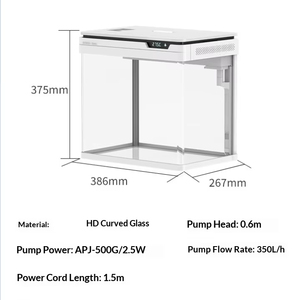 Compact rechthoekig energiebesparend aquarium Meervoudige filtratie Levendige verlichting HD-glas Real-time temperatuurregeling, voor werk - Product Image 6