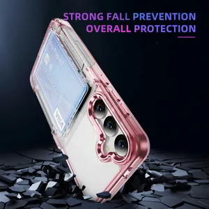 Vente en gros clair antichoc PC Wallet Card Mobile Phone Cases avec porte-carte pour Samsung Galaxy S24 Ultra