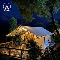 Carpa Safari de PVC Doble de Lujo para Glamping Familiar, Móvil, para las Cuatro Estaciones, Ignífuga, Ecológica, Personalizable, con Dormitorio y Sala de Estar para Exteriores