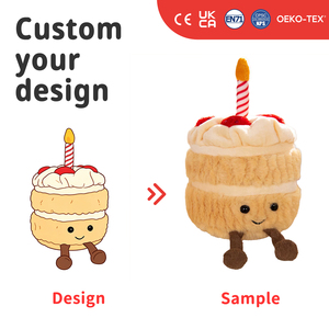 Peluche de Pastel de Cumpleaños Personalizado, Juguete de Peluche Suave con Diseño de Postre, con Vela y Detalles de Glaseado Colorido, Decoración para Regalo de Feliz Cumpleaños - Product Image 2