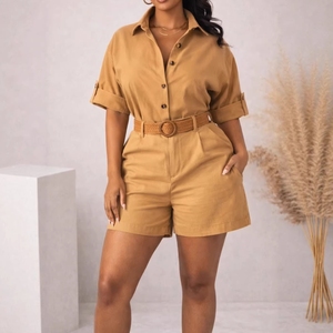 Ensemble de vêtements d'été tendance <span class=keywords><strong>pour</strong></span> femmes J2226, style boutique, sexy, streetwear, chemise à manches courtes et short avec ceinture, ensemble 2 pièces <span class=keywords><strong>pour</strong></span> femmes - Product Image 2
