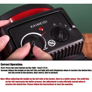 Портативный электрический обогреватель 3000 Вт с вентилятором, регулируемым термостатом, 2 режимами нагрева и режимом вентилятора, защита от опрокидывания, 1.5кВт/2кВт/3кВт - Product Image 5