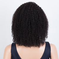 Perruque en cheveux Remy afro bouclés péruviens avec frange, noir naturel, coupe courte bob pour femmes, couleur plus foncée uniquement