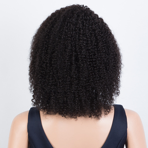 Perruque en <span class=keywords><strong>cheveux</strong></span> Remy <span class=keywords><strong>afro</strong></span> bouclés péruviens avec frange, noir naturel, coupe courte bob pour femmes, couleur plus foncée uniquement - Product Image 4