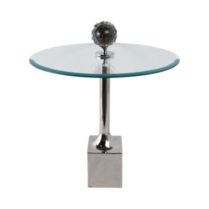 Tavolino Artistico in Vetro con Accento Geode per Piccoli Spazi, Comodino Moderno Decorativo - Product Image 1