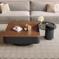 2025 Table basse extensible de Style nordique Table basse légère en bois de luxe avec matériau en verre de conception de ferme pour un usage domestique