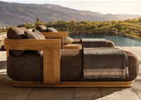 Chaise longue de luxe moderne en teck imperméable pour projets hôteliers, piscine, patio, jardin, complexe hôtelier, villa, transat de jardin