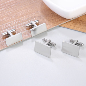 Boutons de manchette rectangulaires en alliage de haute qualité OEM de 20 mm avec logo personnalisé pour hommes, boutons de manchette plaqués - Product Image 6