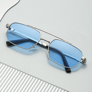 Hong Kong Style <b>Square</b> Sunglasses Metal <b>Frame</b> UV400 Protection Unisex Outdoor Sports Driving Cycling Sun Protection - Product Image 2