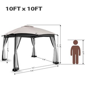 Kanopi ventilasi ganda luar ruangan, dengan layar jaring baja tugas berat Gazebo teras 10x10 untuk halaman belakang dek