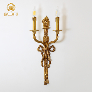 Gioielli top 2 lampade illuminazione decorativa barocca applique da parete in oro lampada in bronzo vintage lampada da parete in ottone antico retrò in rame chiaro - Product Image 4