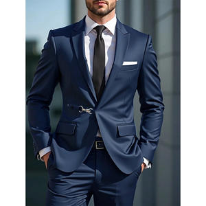 Großhandel Herren Luxus Einfarbige Anzüge für Männer Schicker Einreihiger Anzug mit Spitzrevers Slim Fit Herrenkleidung Hochzeitsanzug - Product Image 3