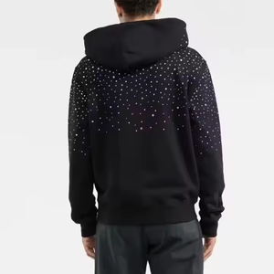 Felpa con Cappuccio da <span class=keywords><strong>Uomo</strong></span> in Cotone 100% di Alta Qualità, Personalizzata, con Diamanti Colorati e Strass, Pesante, Stile Pullover - Product Image 4