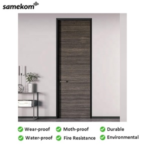 Imperméable à l'eau prix d'usine film de revêtement en PVC noir bois plastique composite bureau maison villa chambres intérieur creux claque WPC portes - Product Image 5