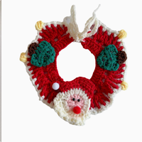 Ensemble collier et écharpe tricotés à la main en crochet pour animaux de compagnie, motif géométrique, pour petits chiens et chats, cadeaux de Noël et de fêtes