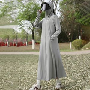 Blouse d'hiver longue pour femme en soie glacée, imperméable, anti-UV, col montant fin, protection solaire intégrale - Product Image 3