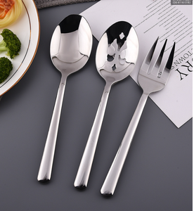 DFSL02 Ensemble de couverts de cantine en acier inoxydable, en stock et personnalisable, comprenant cuillères de service de grande taille et fourchettes à 3 dents - Product Image 6