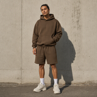 Offre Spéciale – Ensemble Homme Imprimé Coupe-Vent Décontracté en Polaire avec Cordon de Serrage, Coupe Ample et Carrée, en Coton et Polyester, 500G – Sweat à Capuche et Short Oversize