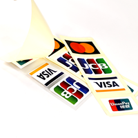 Pegatinas de logotipo personalizado JCB VISA y UnionPay, impresión a doble cara, pegatinas de serigrafía para cajeros de Centros Comerciales
