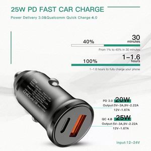 25W Car Charger A+<b>C</b> Power <b>Adapter</b> <b>Type</b> <b>C</b> Power <b>Adapter</b> <b>USB</b>-<b>C</b> Car Charger for Iphone for Huawei for Samsung - Product Image 6