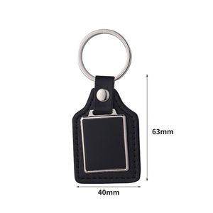 Professional Factory Custom Engravable <b>Keychain</b> Laser or Engraving Square Metal Blank Metal <b>Leather</b> <b>Keychain</b> - Product Image 1
