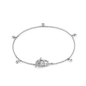 Pulsera con Dije de Monograma Pavé de Diamantes de Laboratorio en Oro Blanco de 18K |   Lujoso Certificado IGI para Novias - Product Image 3