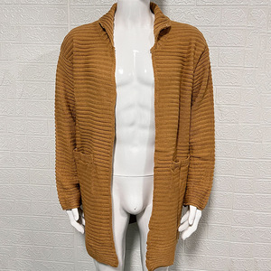 Cárdigan para hombre de color sólido, cuello alto, manga larga, suéter de punto, verde militar, tallas M, L, XL, XXL, ropa juvenil. - Product Image 4
