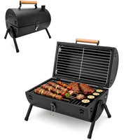Barbecue portable au charbon de bois, petit modèle cylindrique, en acier inoxydable, avec rotation automatique, pour usage domestique et commercial