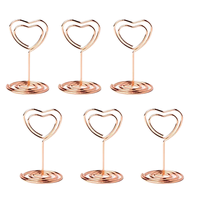 20 mini porte-cartes de table en métal en forme de cœur, or rose, design minimaliste, pour faveurs de mariage, numéros de table, fourniture d'usine