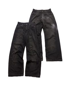 Pantalones de hombre personalizados 100% nailon ligeros de pierna ancha con paneles cosidos de bloques de color, lavados, estilo streetwear, cortavientos, acampanados, tipo vaqueros. - Product Image 1